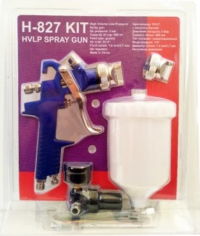 Краскопульт H-827 (бачек 600мл, дюза 1.4/1,7) блистер 