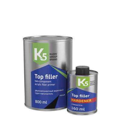 Грунт акриловый двухкомпонентный черный (800+160 мл) К5 Top Filler в комп. с отвердит.