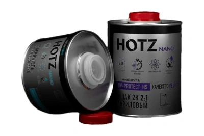 Лак акриловый 2К HS 2+1 HOTZ UV-PROTECT б/ж 1л + отвердитель HOTZ 500мл 