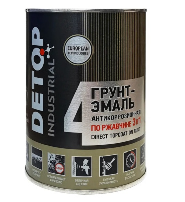 Грунт-эмаль по ржавчине 3 в 1 DETOP №4 - 9001 Белая - 0.75л
