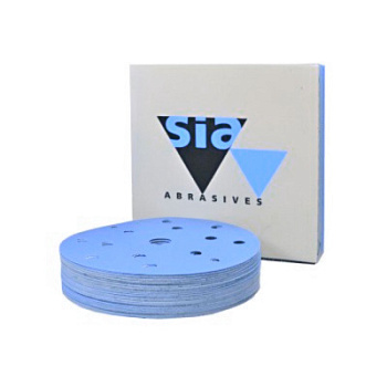 Наждачная бумага SIA в кругах PROMO MIX siaflex 150мм,15 отв.(P80,P120,P180,P240,P320 по 10 шт)СИНЯЯ