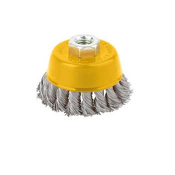 Корщетка-чашка, гайка М14, витая проволока, нержав.сталь 75мм