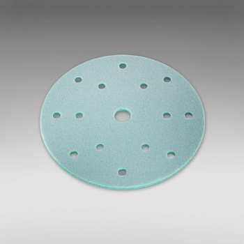 Губка 7972 абразивная в кругах  на липучке siasponge soft, 15 отв, D=150 mm , ЗЕЛЕНАЯ 600 superfine