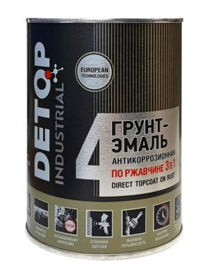 Грунт-эмаль по ржавчине 3 в 1 DETOP №4 - 9004 Черная - 0.75л