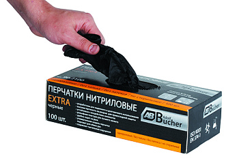 Перчатки нитриловые АdolfВucher EXTRA, черный M (100шт)
