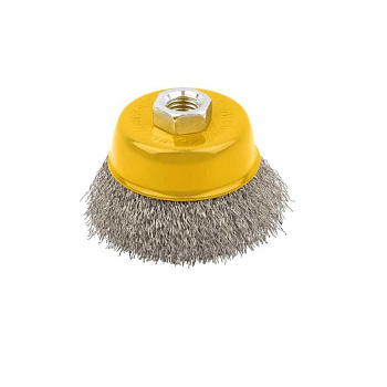 Корщетка-чашка, гайка М14, волнистая проволока, нержав.сталь 75мм