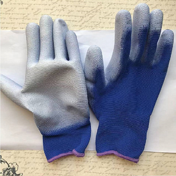 Перчатки нейлоновые для механических работ АdolfВuher с PU покрытием, L синие