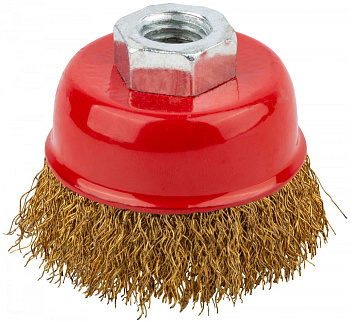 Корщетка чашечная, гайка М14, сталь, волнистая проволока 75мм 39037 